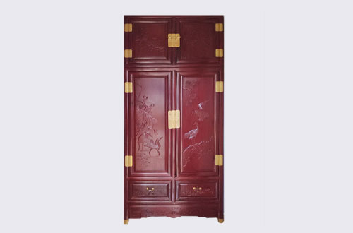 金华高端中式家居装修深红色纯实木衣柜