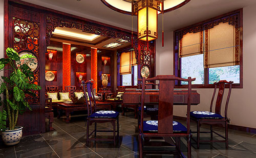 金华古典中式风格茶楼包间设计装修效果图