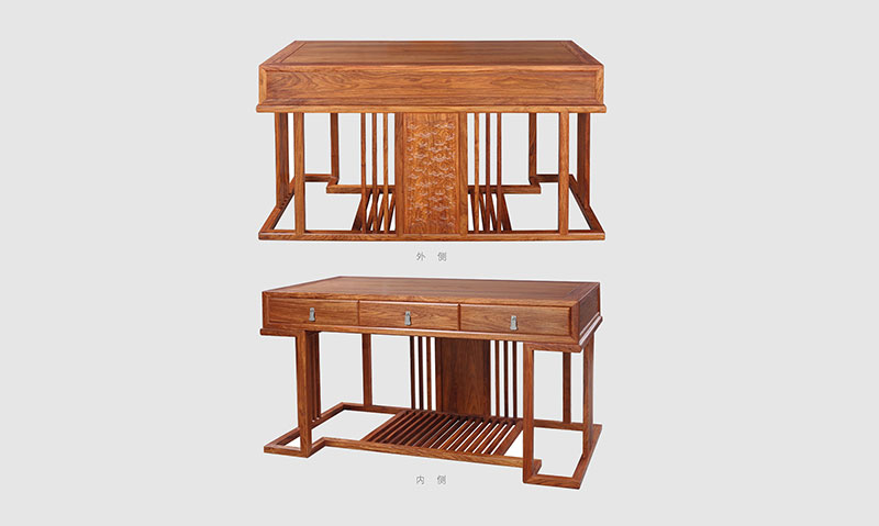 金华 别墅中式家居书房装修实木书桌效果图